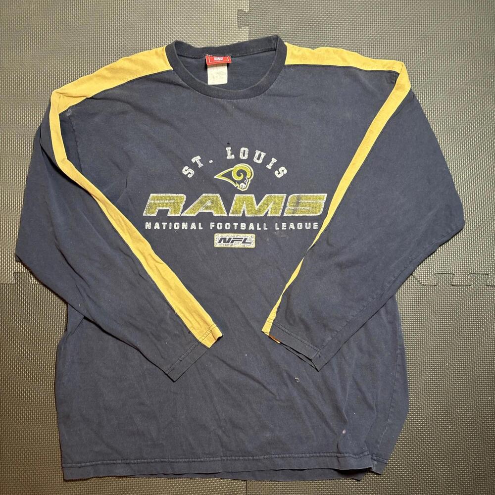 St. Louis Rams Football Long Sleeve T-Shirt Men's Size Large Blue NFL Team VTG